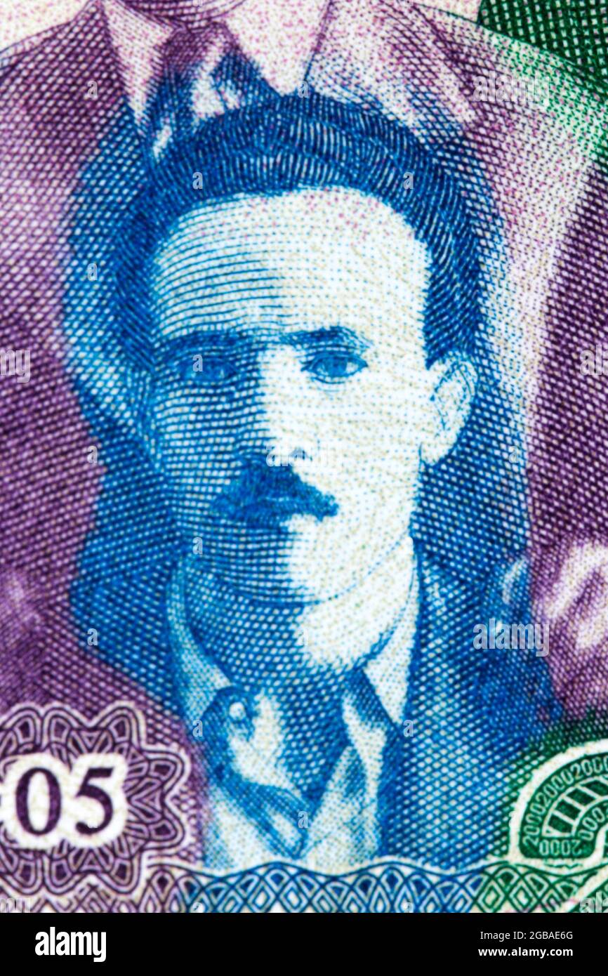 Larbi Ben M`hidi ein Porträt aus algerischem Geld - Dinar Stockfoto